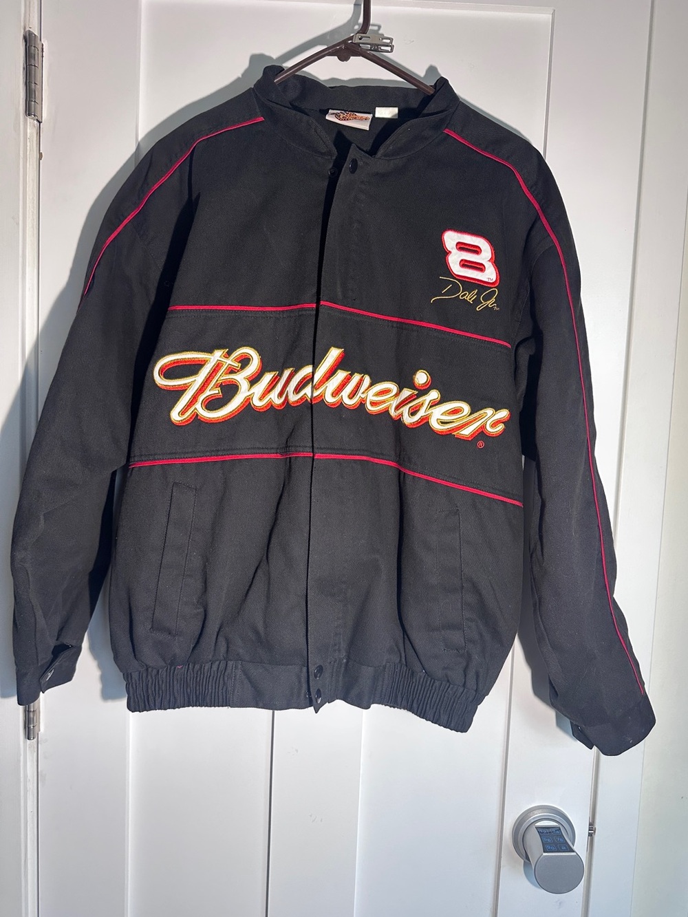 Winners Circle Vintage Budweiser Black Racing Jacket Earnhardt Junior